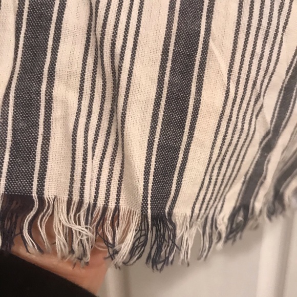 Grey and White Cotton Striped Scarf - Picture 3 of 4